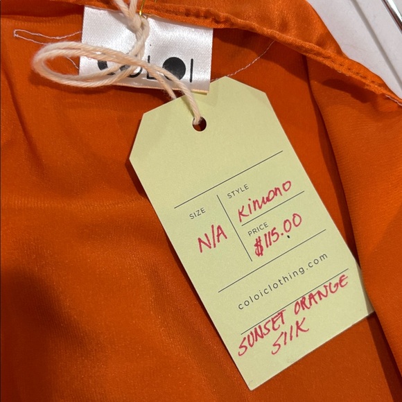 NWT COLOI Vibrant Orange Silk Sleeveless Kimono - Picture 5 of 6